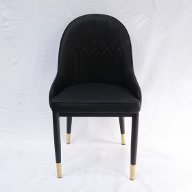 Ghế ăn cổ điển nệm da chân sắt sơn đen - hình 1