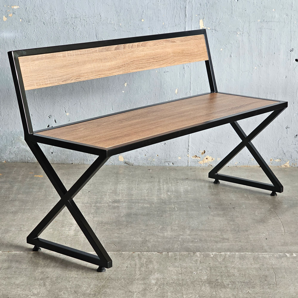 Ghế bằng dài 120x40x75cm chân sắt chữ X gỗ plywood Ghế bằng dài 120x40x75cm chân sắt chữ X gỗ plywood - hình 2