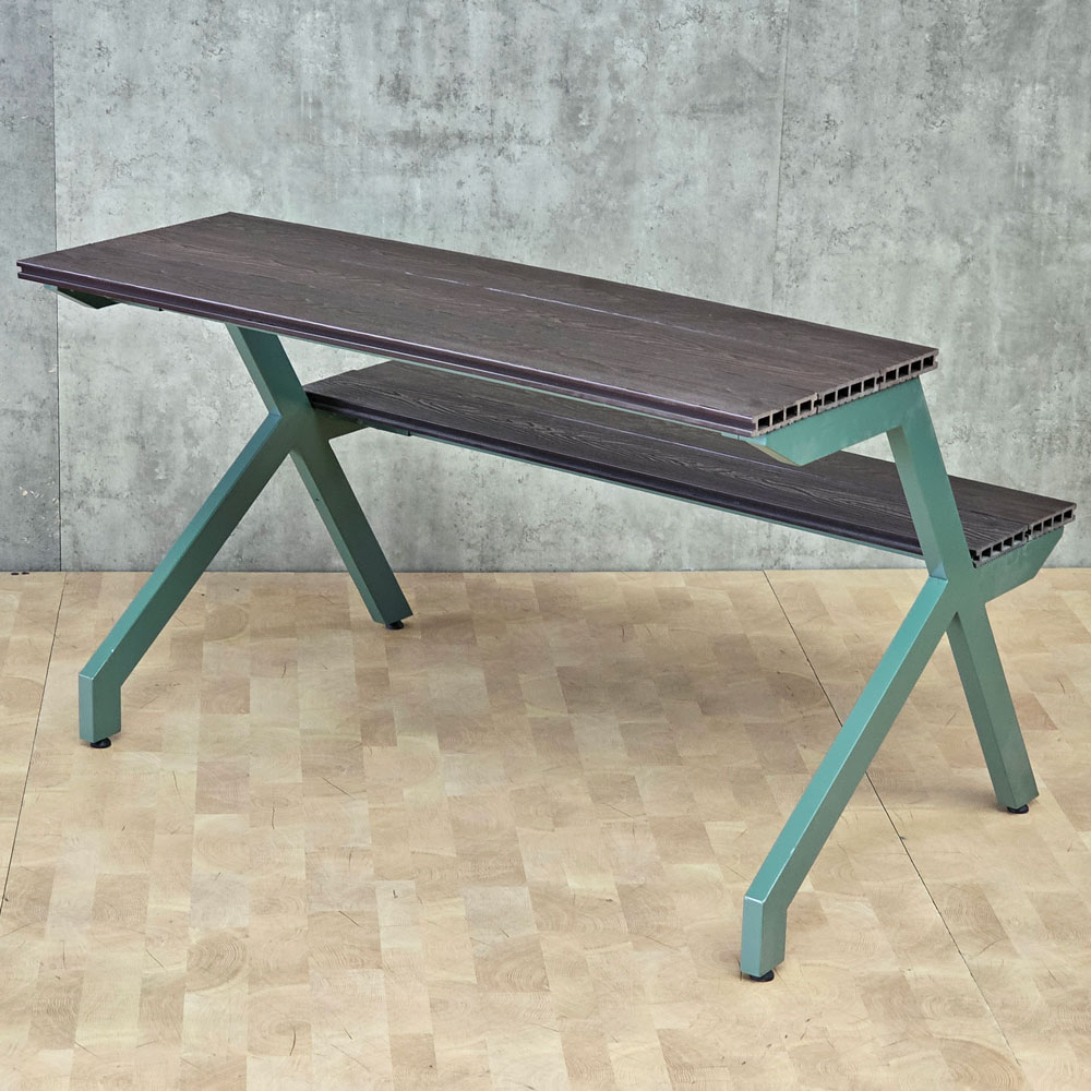 Ghế băng dài 120x80x75cm nhựa giả gỗ khung sắt Ghế băng dài 120x80x75cm nhựa giả gỗ khung sắt - hình 5