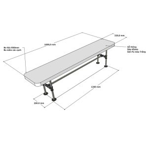 Ghế băng dài 160x32cm gỗ thông chân ống nước - hình 1
