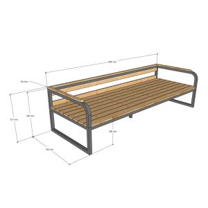 Ghế băng dài 190x70x52cm gỗ cao su - hình 1