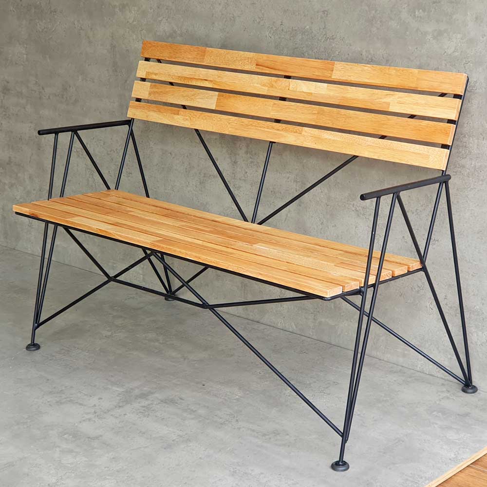 Ghế băng dài 1m2 khung sắt nghệ thuật gỗ cao su Ghế băng dài 1m2 khung sắt nghệ thuật gỗ cao su - hình 3