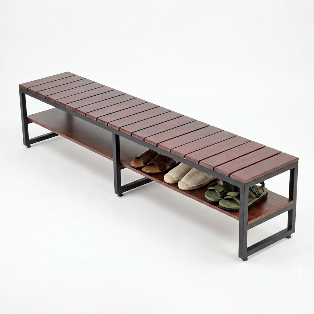Ghế băng dài 200x40x45cm gỗ cao su Ghế băng dài 200x40x45cm gỗ cao su - hình 2