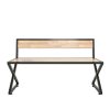 Ghế bằng dài chân sắt chữ X gỗ cao su có tựa lưng