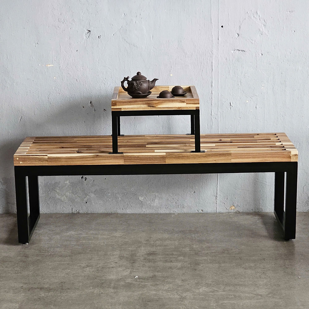 Ghế băng dài có bàn trà 132x35x45cm gỗ tràm Ghế băng dài có bàn trà 132x35x45cm gỗ tràm - hình 1