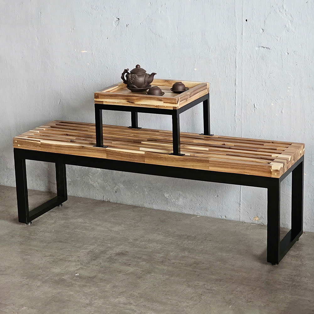 Ghế băng dài có bàn trà 132x35x45cm gỗ tràm Ghế băng dài có bàn trà 132x35x45cm gỗ tràm - hình 2