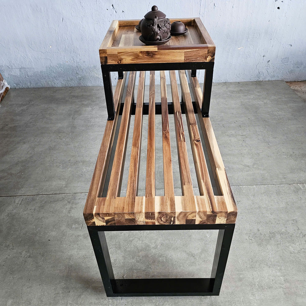 Ghế băng dài có bàn trà 132x35x45cm gỗ tràm Ghế băng dài có bàn trà 132x35x45cm gỗ tràm - hình 3