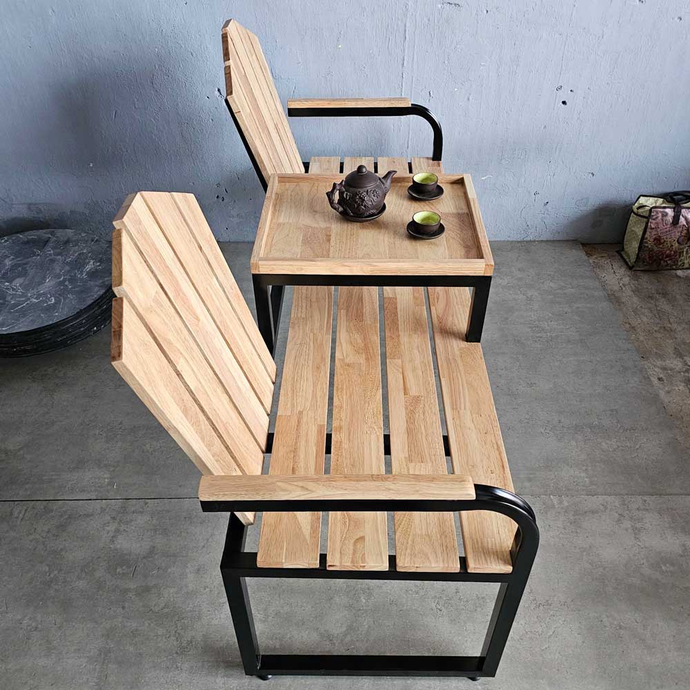 Ghế băng dài có lưng tựa 150x50cm gỗ cao su Ghế băng dài có lưng tựa 150x50cm gỗ cao su - hình 3