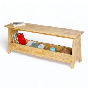 Ghế băng dài kết hợp giá để sách 120x30x45cm gỗ cao su - hình 1