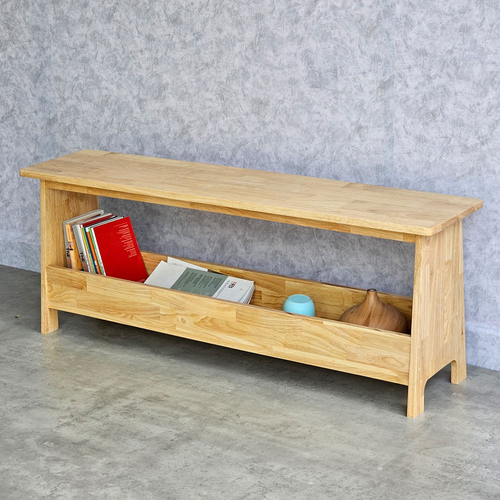 Ghế băng dài kết hợp giá để sách 120x30x45cm gỗ cao su Ghế băng dài kết hợp giá để sách 120x30x45cm gỗ cao su - hình 3
