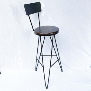 Ghế Bar chân sắt 3 chân chữ V có tựa lưng sắt G - hình 1