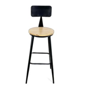 Ghế Bar có lưng tựa chân sắt sơn tĩnh điện mặt ghế gỗ G