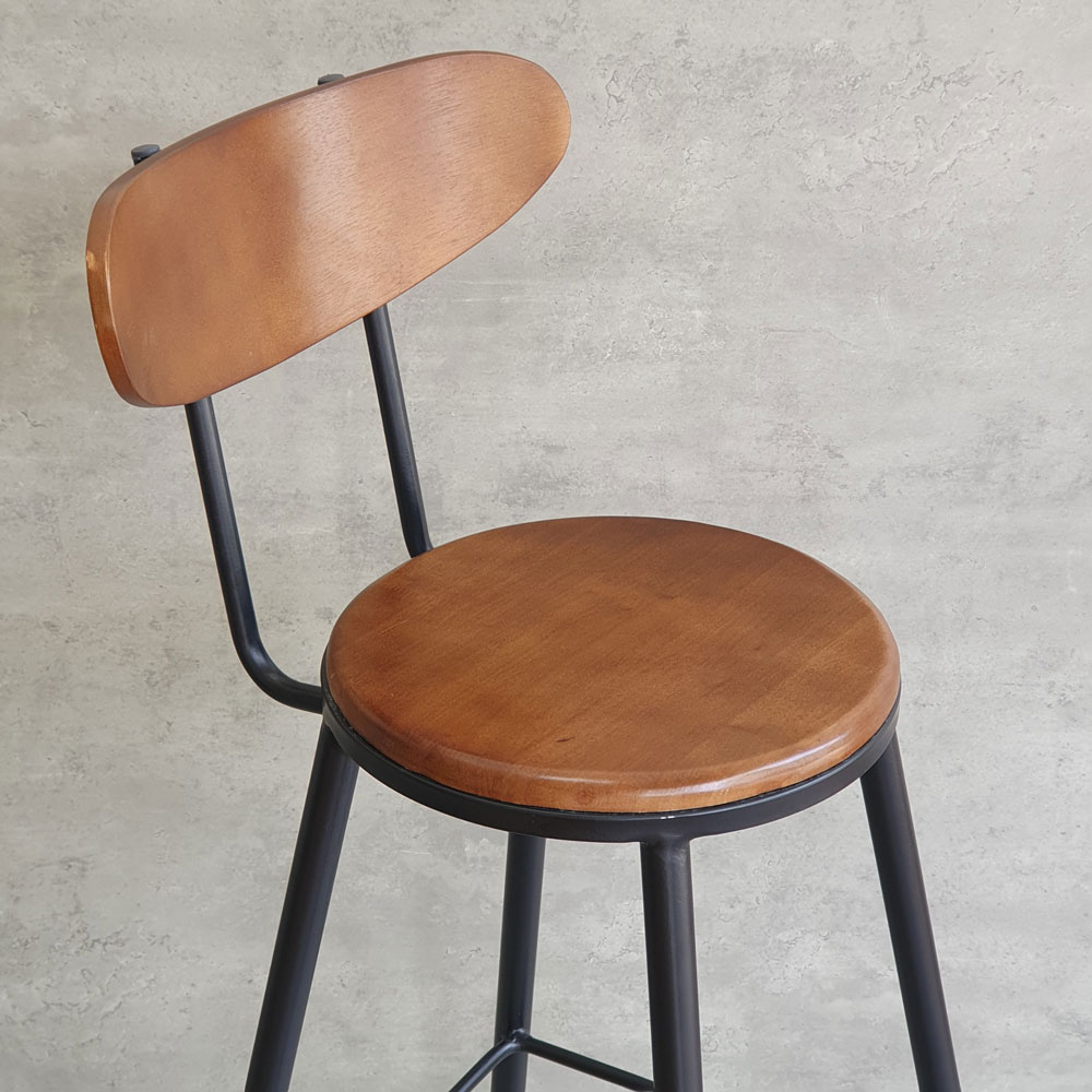 Ghế bar tựa lưng gỗ chân sắt sơn tĩnh điện G Ghế bar tựa lưng gỗ chân sắt sơn tĩnh điện G - hình 1