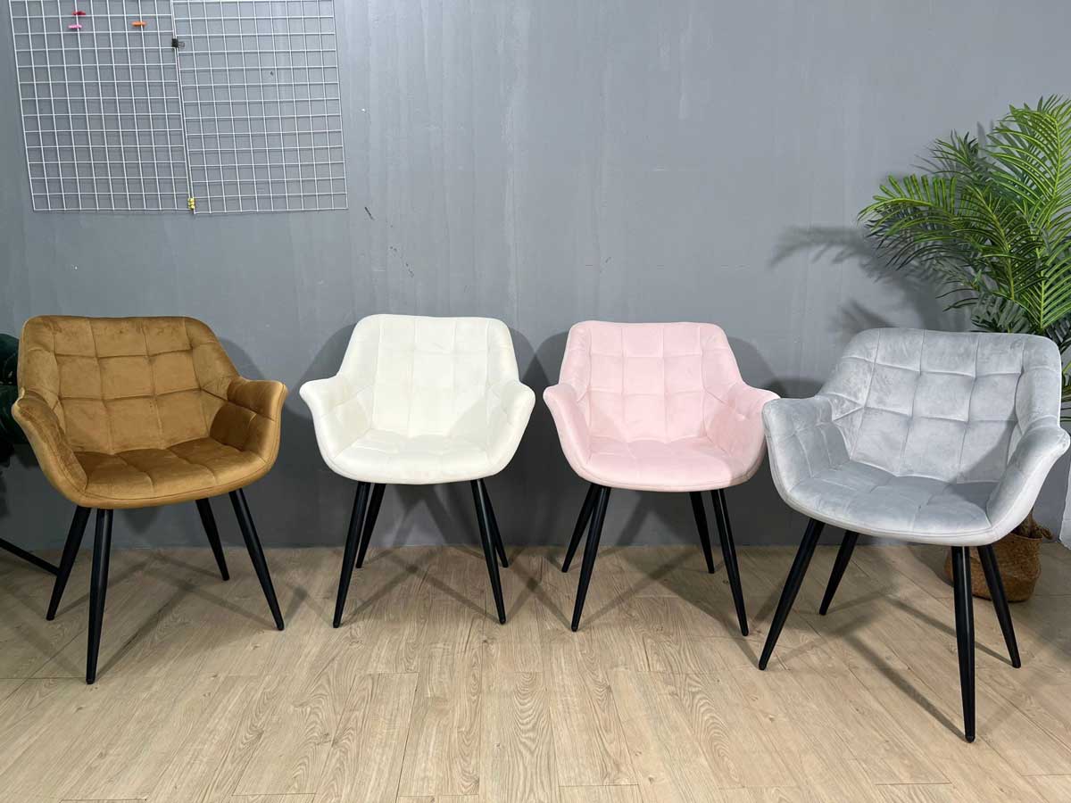 Ghế cafe lưng tựa bọc vải nhung chân sắt Ghế cafe lưng tựa bọc vải nhung chân sắt - hình 1