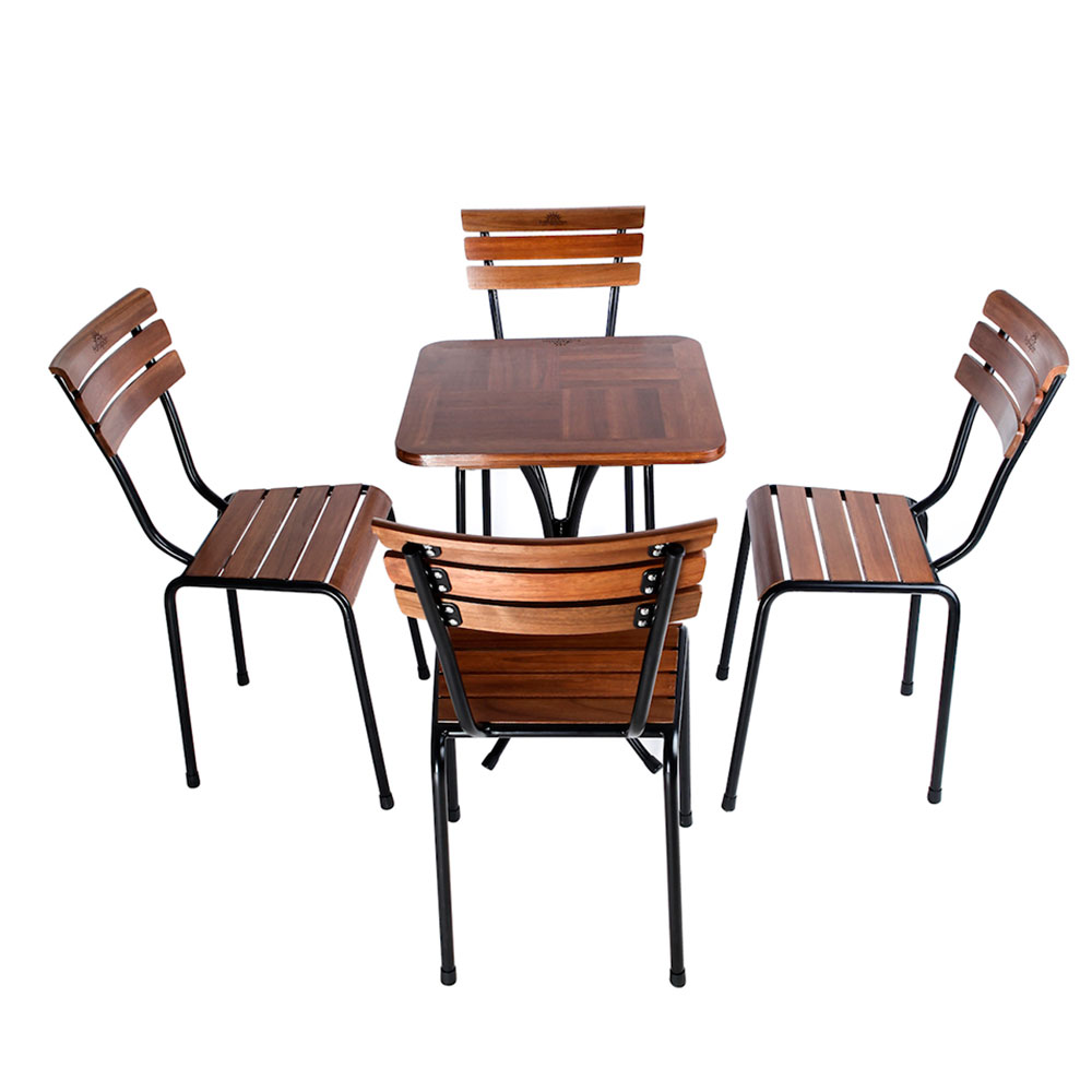 Ghế cafe ngoài trời gỗ kết hợp khung sắt Kite Ghế cafe ngoài trời gỗ kết hợp khung sắt Kite - hình 3