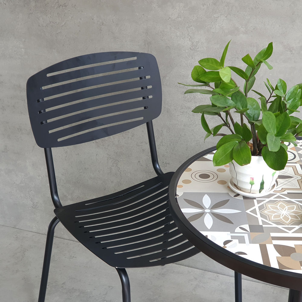 Ghế cafe ngoài trời khung sắt xẻ rãnh sơn tĩnh điện Ghế cafe ngoài trời khung sắt xẻ rãnh sơn tĩnh điện - hình 4