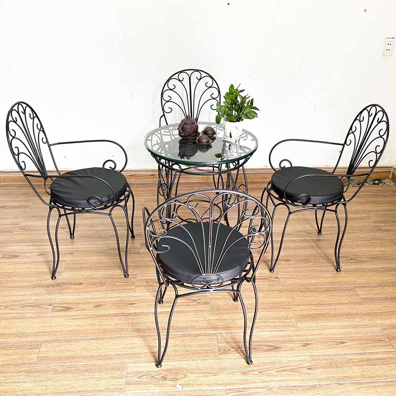 Ghế cafe ngoài trời sắt hoa văn sơn tĩnh điện Ghế cafe ngoài trời sắt hoa văn sơn tĩnh điện - hình 5