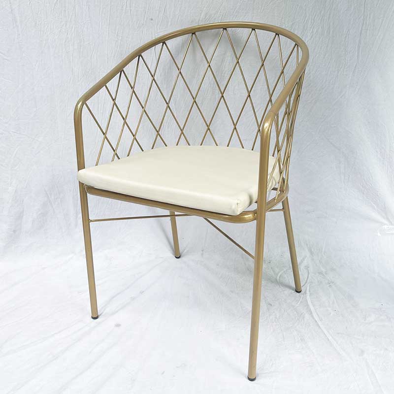 Ghế decor lưng tựa có nệm khung sắt sơn nhũ vàng Ghế decor lưng tựa có nệm khung sắt sơn nhũ vàng - hình 1