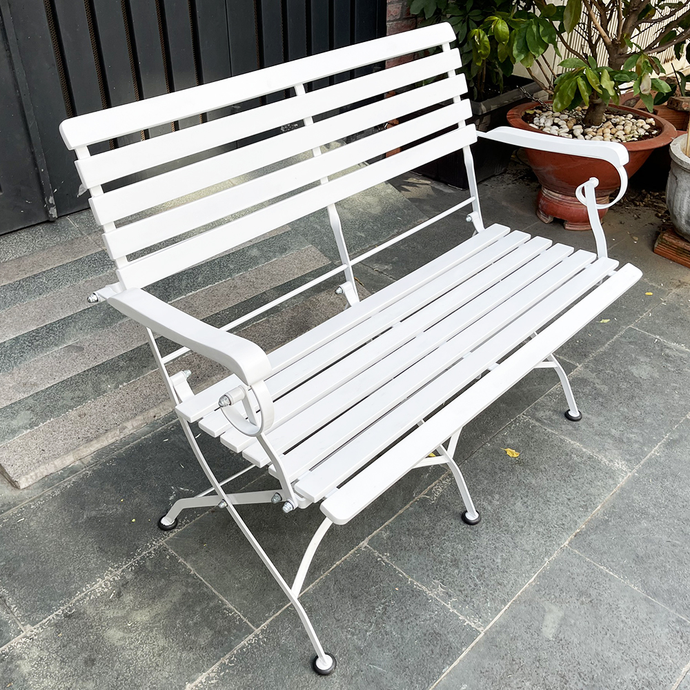 Ghế đôi gấp gọn REFORD gỗ tràm khung sắt sơn trắng Ghế đôi gấp gọn REFORD gỗ tràm khung sắt sơn trắng - hình 3