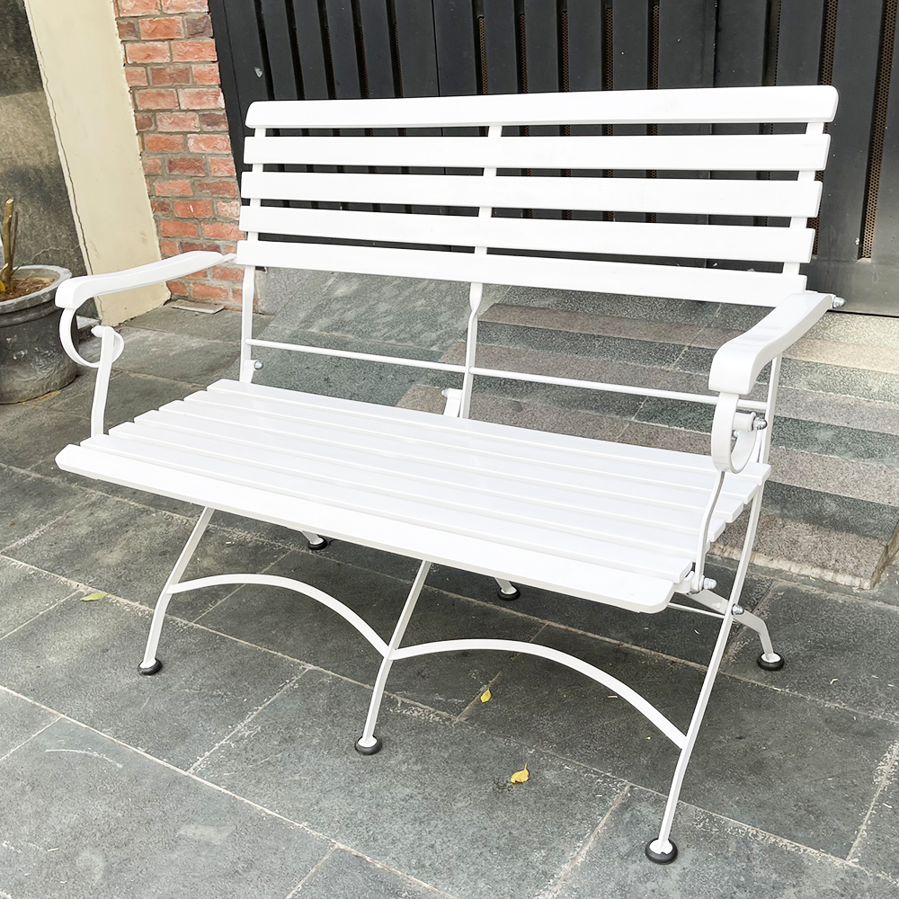 Ghế đôi gấp gọn REFORD gỗ tràm khung sắt sơn trắng Ghế đôi gấp gọn REFORD gỗ tràm khung sắt sơn trắng - hình 4