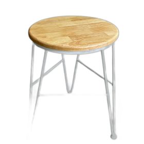 Ghế đôn tròn 32cm gỗ cao su chân sắt Hairpin