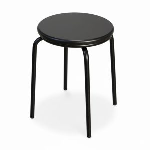 Ghế đôn tròn gỗ cao su chân sắt sơn màu - hình 1