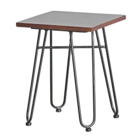 Ghế đôn vuông 35x35cm gỗ cao su chân sắt Hairpin