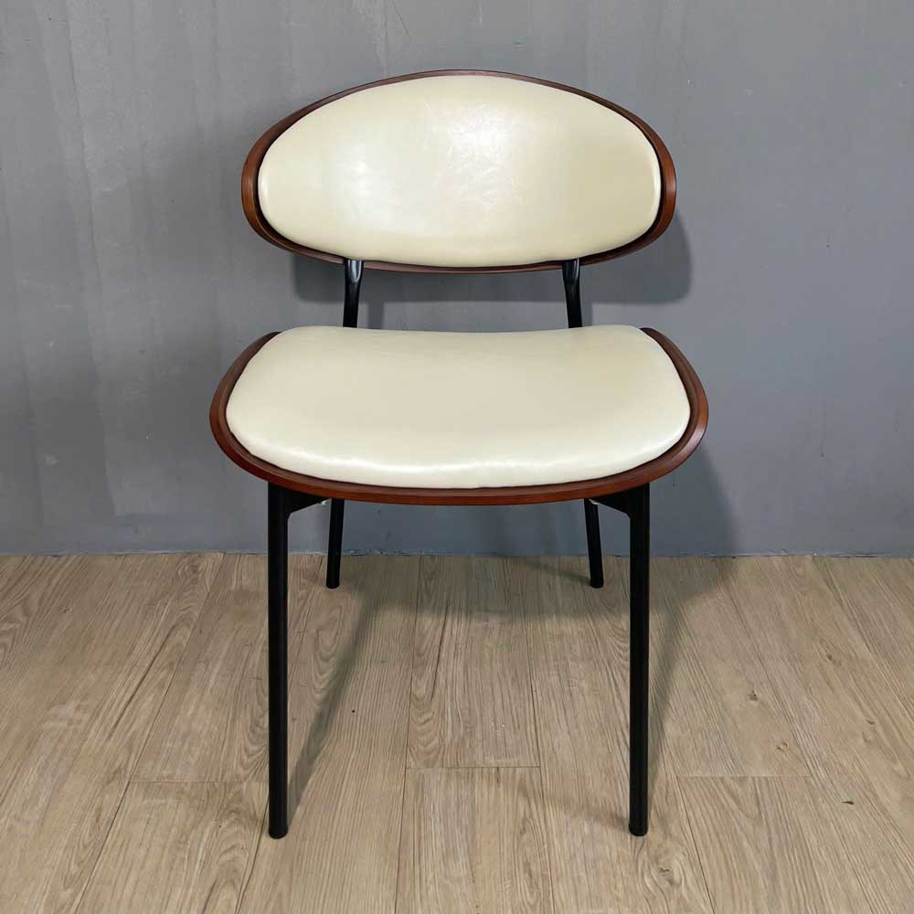 Ghế Elara bọc nệm da bò sáp lưng plywood Ghế Elara bọc nệm da bò sáp lưng plywood - hình 2