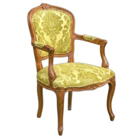 Ghế Louis bông mai vải họa tiết gỗ cao su