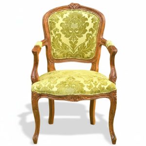 Ghế Louis bông mai vải họa tiết gỗ cao su - hình 1