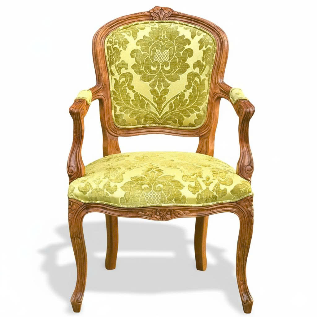 Ghế Louis bông mai vải họa tiết gỗ cao su Ghế Louis bông mai vải họa tiết gỗ cao su - hình 1