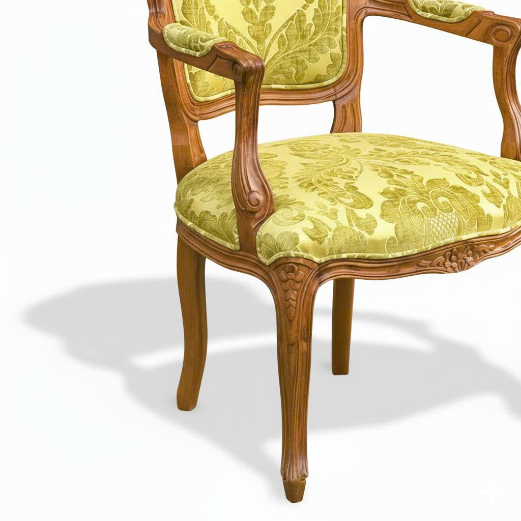 Ghế Louis bông mai vải họa tiết gỗ cao su Ghế Louis bông mai vải họa tiết gỗ cao su - hình 2