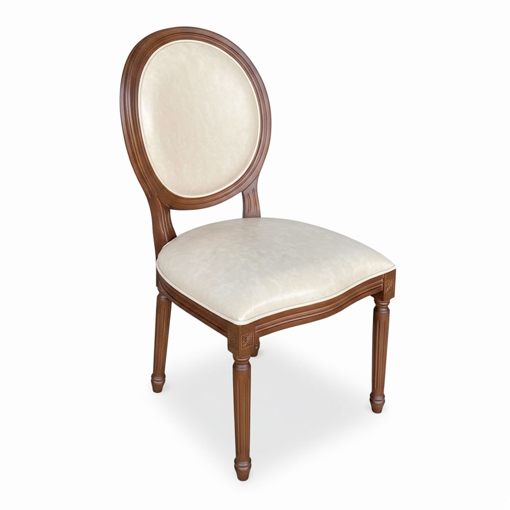 Ghế Louis không tay gỗ cao su bọc da simili Ghế Louis không tay gỗ cao su bọc da simili - hình 1