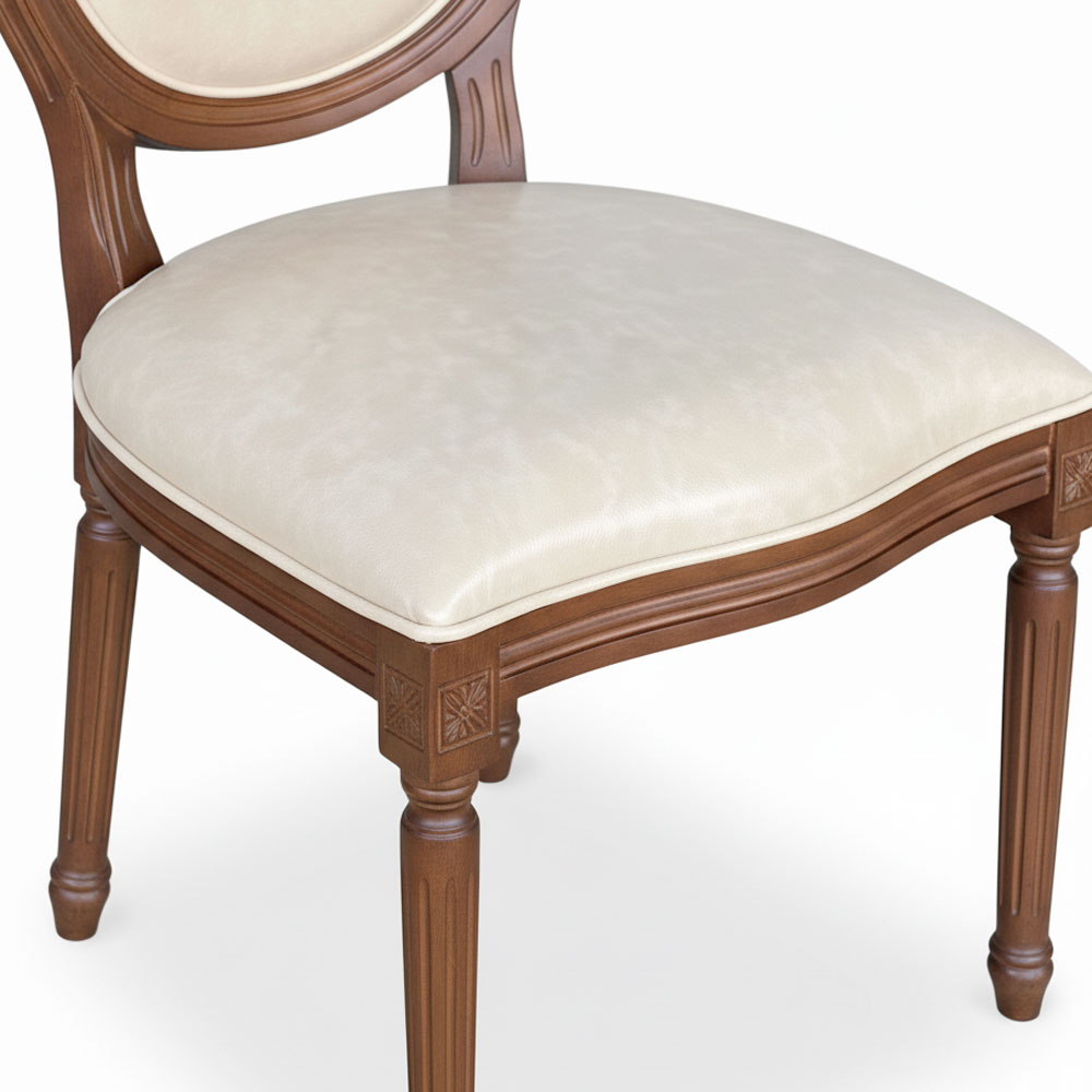 Ghế Louis không tay gỗ cao su bọc da simili Ghế Louis không tay gỗ cao su bọc da simili - hình 3