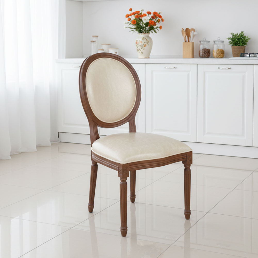 Ghế Louis không tay gỗ cao su bọc da simili Ghế Louis không tay gỗ cao su bọc da simili - hình 5
