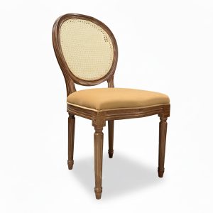 Ghế Louis lưng mây không tay gỗ cao su bọc vải nhung - hình 1