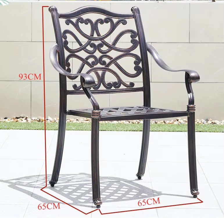 Ghế nhôm đúc hoa văn cổ điển màu đen Ghế nhôm đúc hoa văn cổ điển màu đen - hình 1