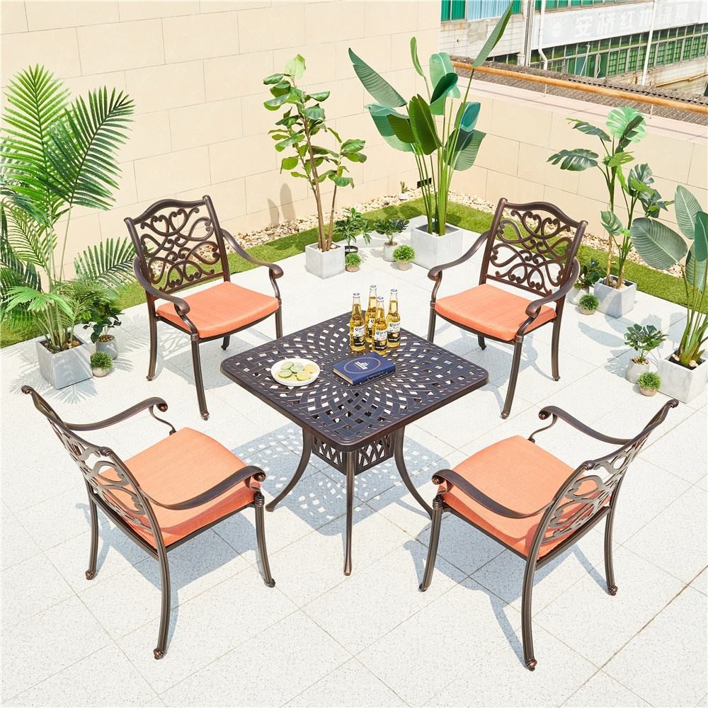 Ghế nhôm đúc hoa văn cổ điển màu đen Ghế nhôm đúc hoa văn cổ điển màu đen - hình 2