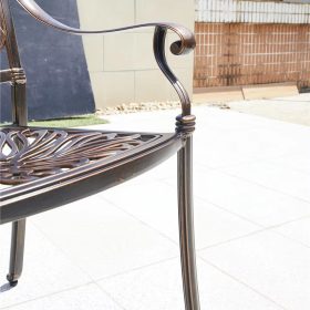 Ghế nhôm đúc ngoài trời hoa văn uốn lượn màu đồng - hình 1