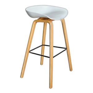 Ghế quầy bar mặt nhựa chân gỗ plywood veener sồi GAK