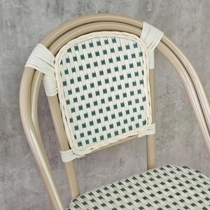 Ghế sắt đan mây nhựa không tay tựa - hình 1