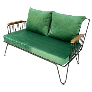 Ghế sofa băng 2 chỗ ngồi nệm xanh khung sắt SFB68057 - hình 1