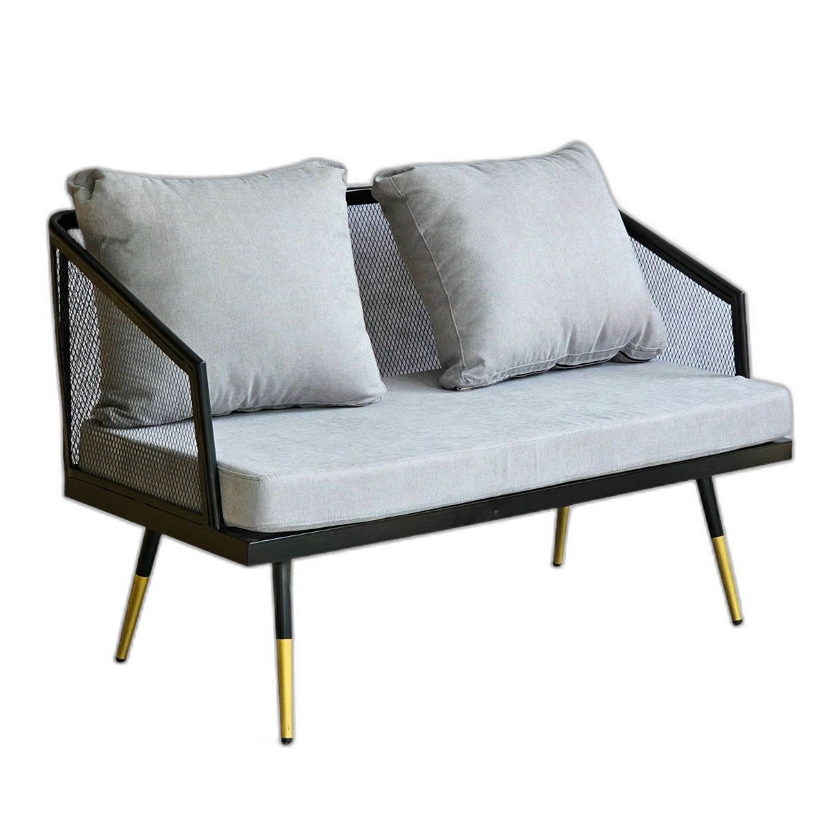 Ghế sofa đôi nệm xám khung sắt lưới SFB68054 Ghế sofa đôi nệm xám khung sắt lưới SFB68054