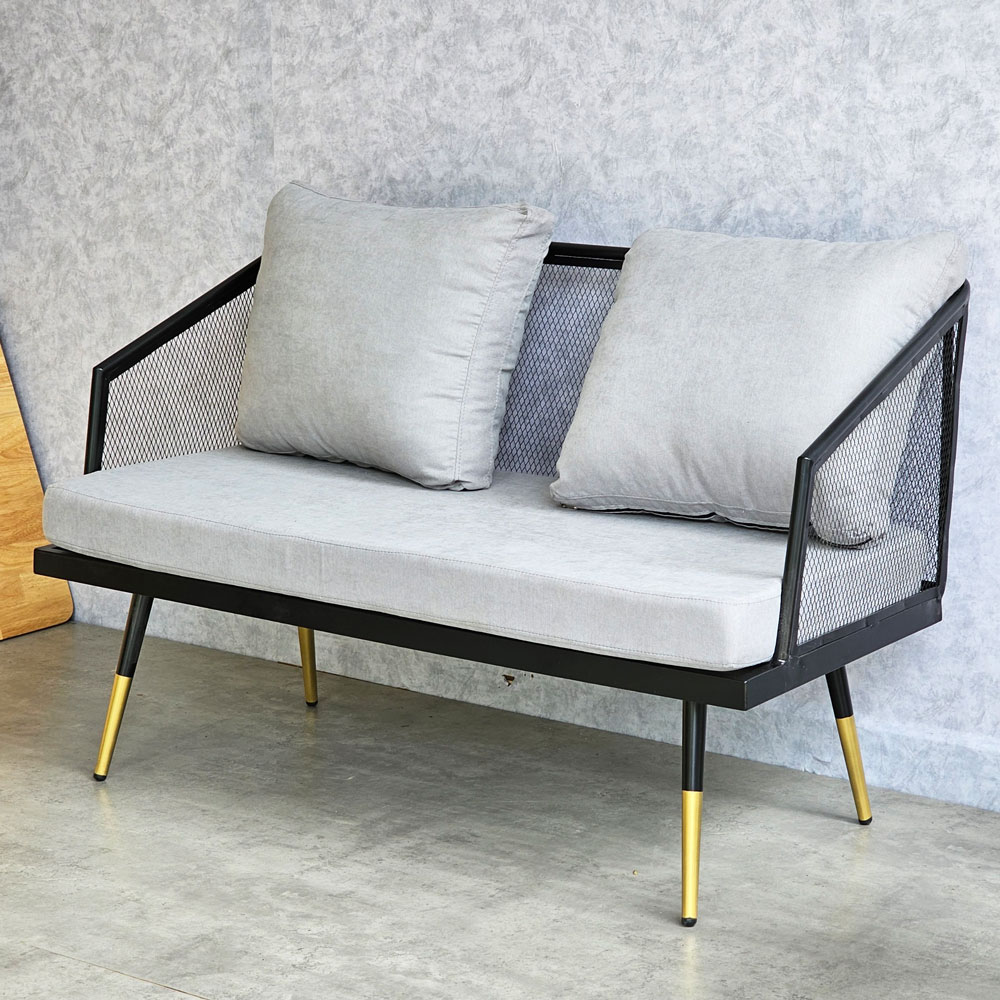 Ghế sofa đôi nệm xám khung sắt lưới SFB68054 Ghế sofa đôi nệm xám khung sắt lưới SFB68054 - hình 2