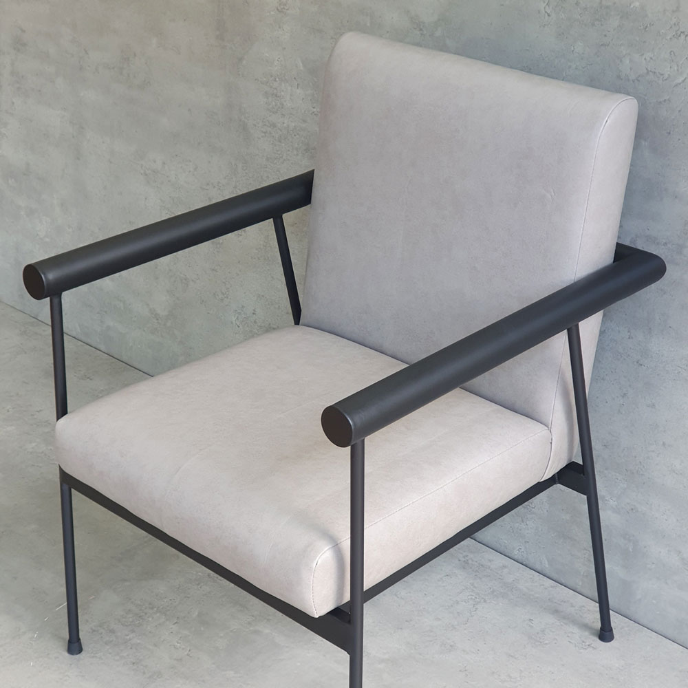 Ghế sofa đơn, ghế cafe nệm simili khung sắt Ghế sofa đơn, ghế cafe nệm simili khung sắt - hình 1