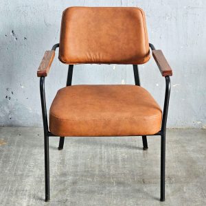 Ghế sofa đơn nệm nâu tay viền gỗ sang trọng GSD68028 - hình 1