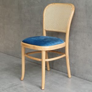 Ghế Thonet 811 bọc nệm vải nhung lưng lưới đan mắt cáo khung gỗ - hình 1