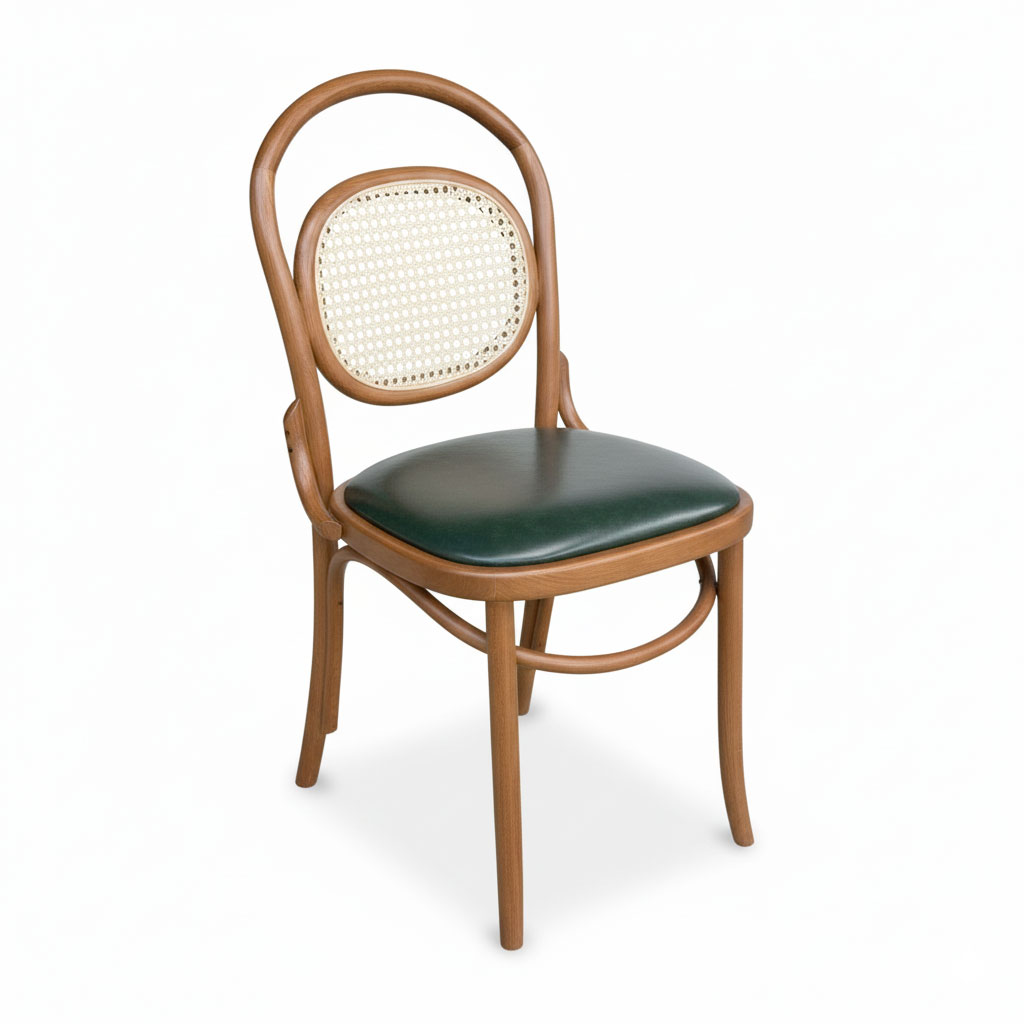 Ghế Thonet 811 lưng lưới mây bọc da Si gỗ Ash Ghế Thonet 811 lưng lưới mây bọc da Si gỗ Ash - hình 1