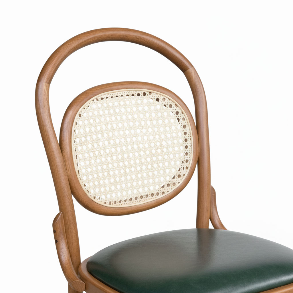 Ghế Thonet 811 lưng lưới mây bọc da Si gỗ Ash Ghế Thonet 811 lưng lưới mây bọc da Si gỗ Ash - hình 2