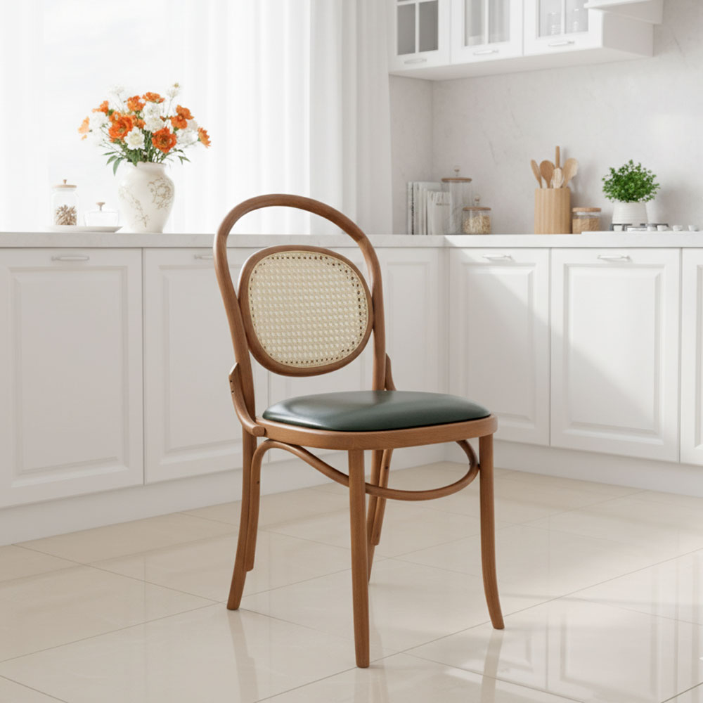 Ghế Thonet 811 lưng lưới mây bọc da Si gỗ Ash Ghế Thonet 811 lưng lưới mây bọc da Si gỗ Ash - hình 4